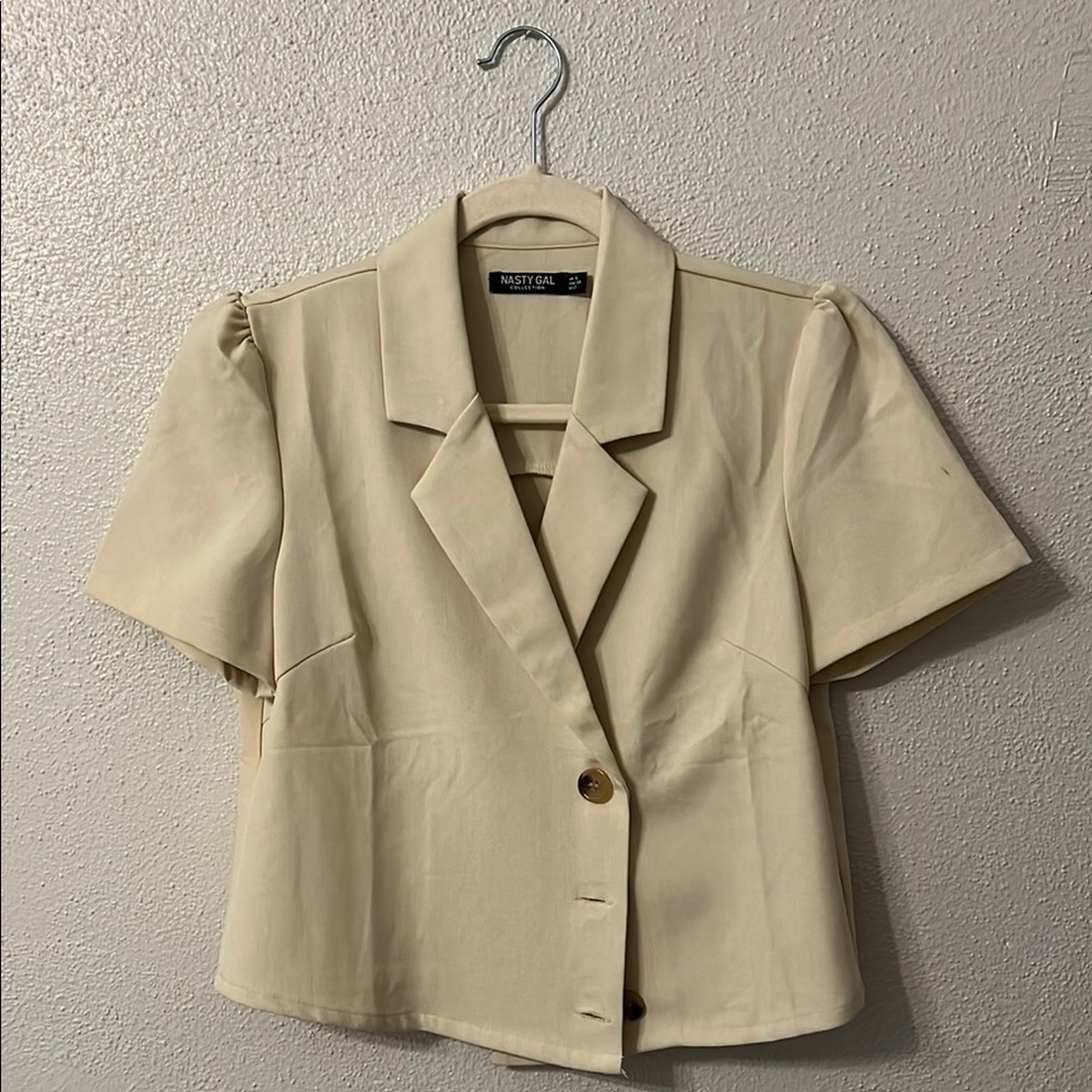 Nasty Gal Beige Short Sleeve Blazer